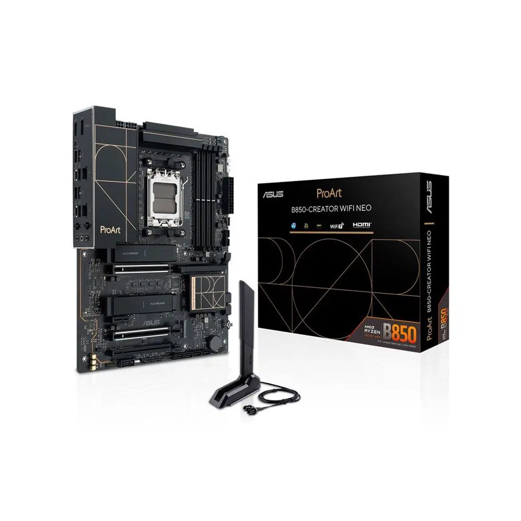 ASUS PROART B850-CREATOR WIFI NEO AMD B850 AM5 DDR5 9000 DP HDMI Type-C 3x M2 USB3.2 WiFi 7 BT AURA RGB 2x5Gbit LAN ATX 14+2+1 Guc Asamalari 3xGen5