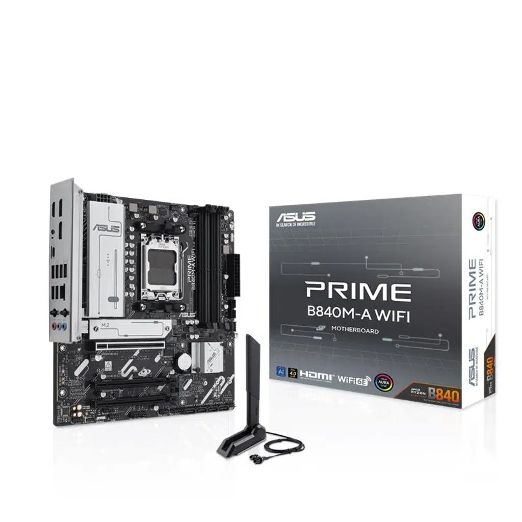 ASUS PRIME B840M-A WIFI AMD B840 AM5 DDR5 7600 2xDP HDMI 3x M2 USB3.2 WiFi 6E BT AURA RGB 2.5Gbit LAN mATX ASUS 5X PROTECTION III BIOS FlashBack