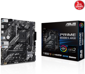 ASUS Prime B550M-K ARGB AMD Soket AM4 DDR4 4866(OC)MHz Micro ATX Gaming (Oyuncu) Anakart